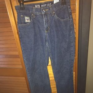 pair of boot cut jeans
